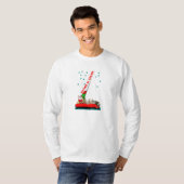 Grappig kerstman-kerstman-kerstman in Sailboot T-S T-shirt (Voorkant volledig)