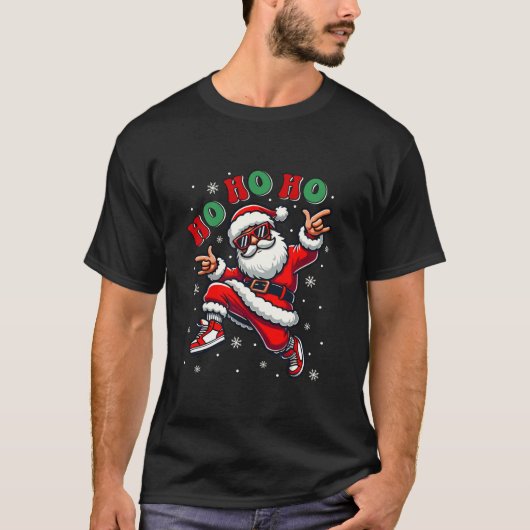 Grappig Kerstman Kerstpyjama Vrolijk Kerstman T-shirt (Voorkant)