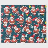 Grappig Kerstman Vrolijk Kerstmis Custom Face Cadeaupapier (Vlak)