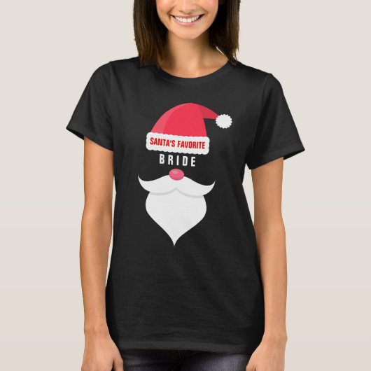 Grappig Kerstmis Bruiloft Santa's Favoriete Bruid T-shirt (Voorkant)