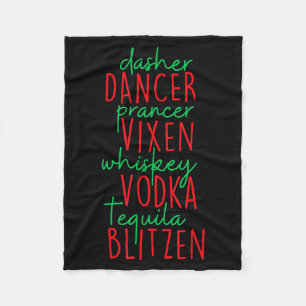 Grappig Kerstmis Dasher Dancer Prancer Vixen Whisk Fleece Deken