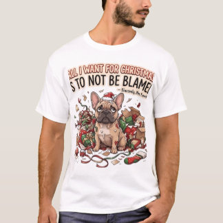 Grappig Kerstmis Franse Bulldog Vakantie Cadeau T-shirt