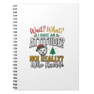 Grappig Kerstmis Hond Attitude Quote Vintage T-shi Notitieboek