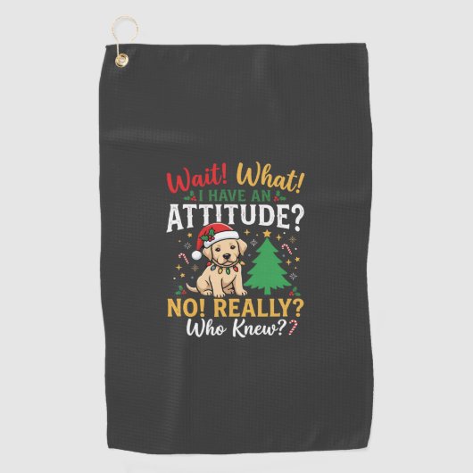 Grappig Kerstmis Hond Attitude Vakantie Golfhanddoek (Voorkant)