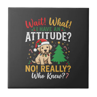 Grappig Kerstmis Hond Attitude Vakantie Tegeltje