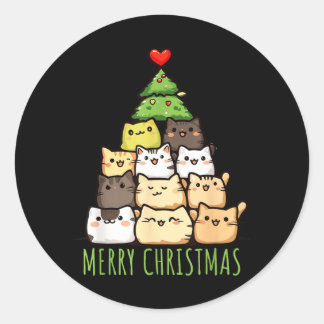 Grappig Kerstmis Kat Liefde Shirt _ Schattige Kat Ronde Sticker