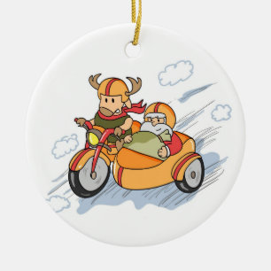 Grappig Kerstmis, Sinterklaas slee omgebouwd Keramisch Ornament