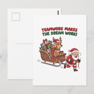 Grappig Kerstmis Teamwork Makes The Dream Work Briefkaart