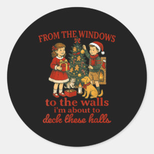 Grappig Kerstmis Van De Ramen Naar De Muren Ik  Ronde Sticker