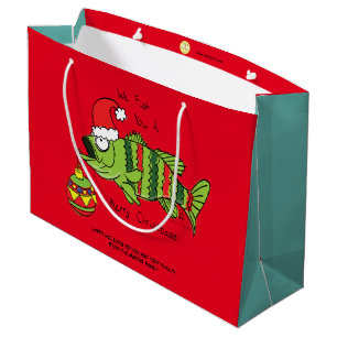 Grappig kerstmis Vist de Cartoon van de visklauw Groot Cadeauzakje
