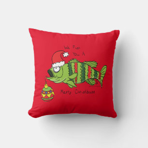 Grappig kerstmis Vist de Cartoon van de visklauw Kussen