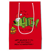 Grappig kerstmis Vist de Cartoon van de visklauw Medium Cadeauzakje (Achterkant)