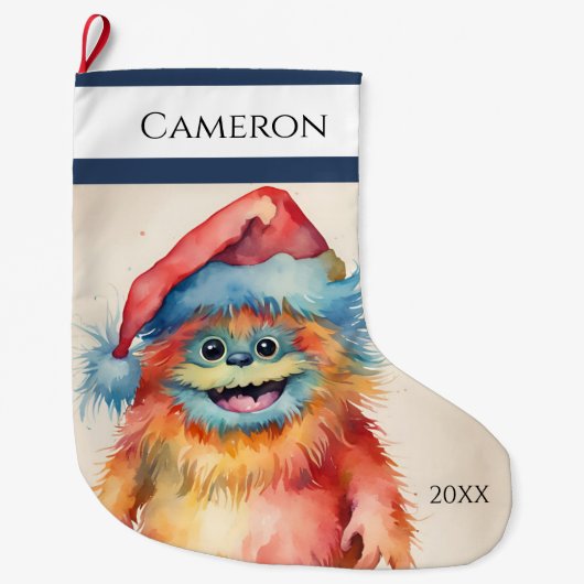 Grappig kerstmonster grote kerstsok (Voorkant)