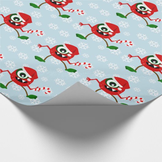 Grappig kerstmonster Wrapping paper Cadeaupapier (Hoek)