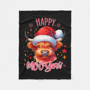 Grappig Kerstnieuwjaar 2025 Highland Koe Design Fleece Deken