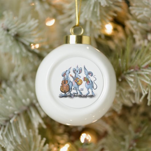 Grappig kerstornament met Muis Music Band Keramische Bal Ornament (Boom)