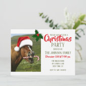 Grappig kerstpaard met kersthoed kaart (Staand voorkant)