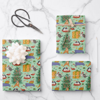 Grappig kerstpapier met kerstcadeautjes inpakpapier vel