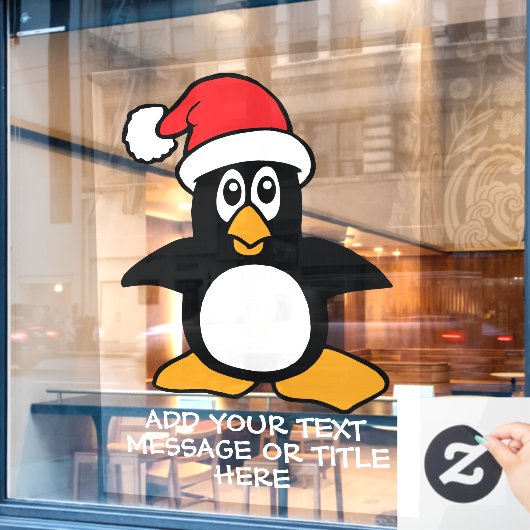 Grappig kerstpinguïn Custom Words Window Cling Raamsticker (Cafe Raam)