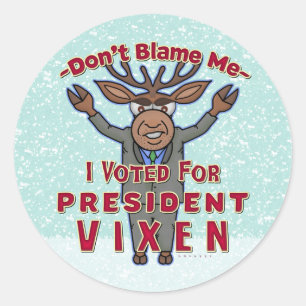 Grappig kerstPresident Vixen Reindeer Politiek Ronde Sticker