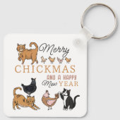 Grappig kerstpuns Katten en kippen Sleutelhanger (Achterkant)