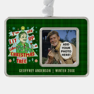 Grappig kerstrecro Drink Humor Man Verzilverd Kader Ornament