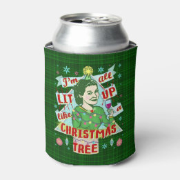 Grappig kerstrecro Drink Humor Woman Blikjeskoeler