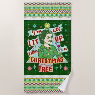 Grappig kerstrecro Drink Humor Woman Strandlaken