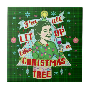Grappig kerstrecro Drink Humor Woman Tegeltje