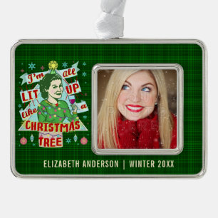 Grappig kerstrecro Drink Humor Woman Verzilverd Kader Ornament