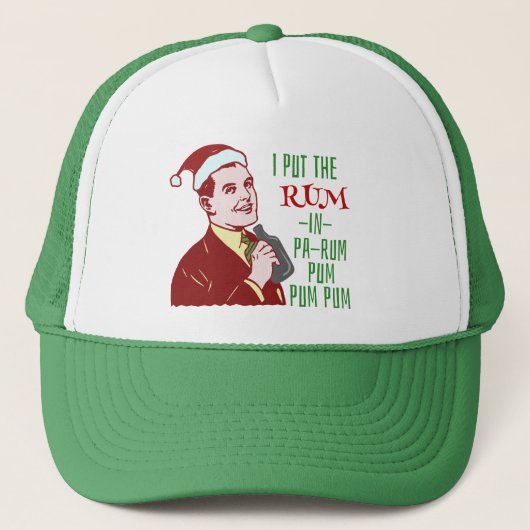 Grappig kerstrecro-Man Drink Rum Holiday Trucker Pet (Voorkant)