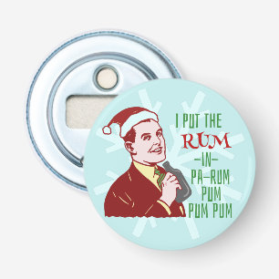 Grappig kerstrecro Rum Drink Man Holiday Button Flesopener
