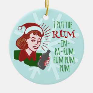 Grappig kerstrecro Rum Drink Voman Holiday Keramisch Ornament