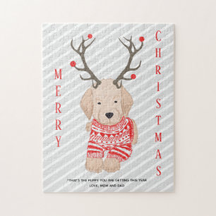 Grappig kerstrecuperator Puppy Gift Legpuzzel