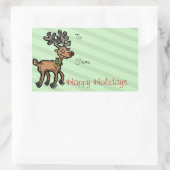 Grappig kerstrendiertje rechthoekige sticker (Tas)