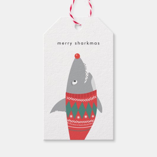 Grappig kerstSharkGift-Label Cadeaulabel (Voorkant)
