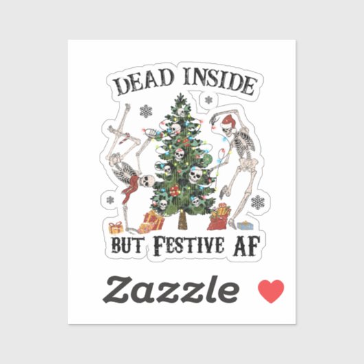 Grappig kerstskelet - dood van binnen maar feestel sticker (Vel)