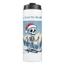 Grappig Kerstskelet op Ski's