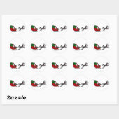 Grappig kerstsmaakje met Husky Dog Pulling Ronde Sticker (Vel)