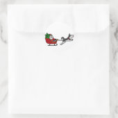 Grappig kerstsmaakje met Husky Dog Pulling Ronde Sticker (Tas)