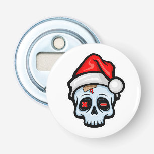 Grappig kerstsschedel, Cartoon stijl Button Flesopener