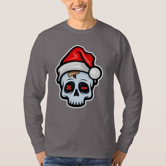 Grappig kerstsschedel, Cartoon stijl T-shirt (Voorkant)