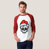 Grappig kerstsschedel, Cartoon stijl T-shirt (Voorkant volledig)