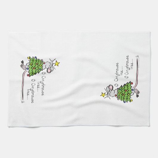 Grappig kersttaartje-Cartoon Theedoek (Horizontaal)