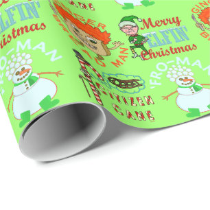 Grappig kersttactische Cartoon Cadeaupapier