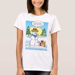Grappig kersttshirts   Frosty Snowman Tabby Cat T-shirt