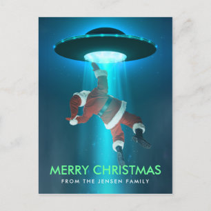 Grappig kerstvakantie-Briefkaarten   Santa UFO Briefkaart