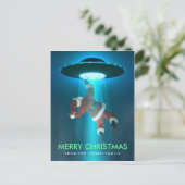 Grappig kerstvakantie-Briefkaarten | Santa UFO Briefkaart (Staand voorkant)