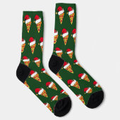 Grappig kerstvizza-slices in Santa Hats Green Sokken (Rechts)