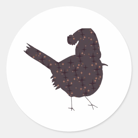 Grappig kerstvogel met pet op ronde sticker (Voorkant)